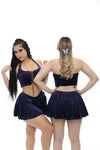 Navy blue skirt set