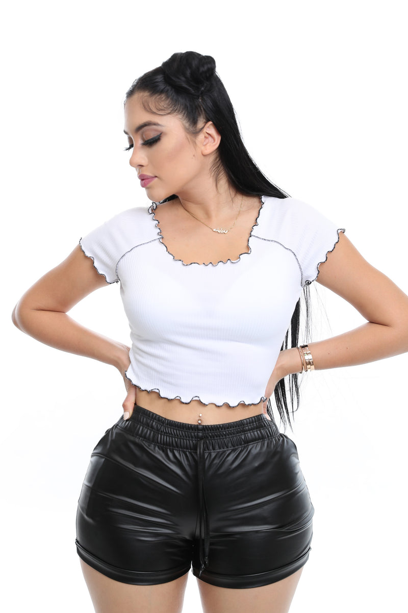 White and black top